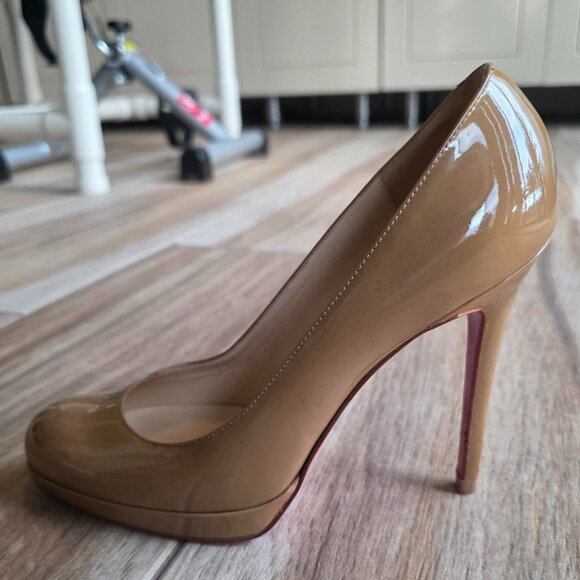 Christian Louboutin Shoes - Christian Louboutin Bianca Nude Patent Leather Pumps Eur. 37.7